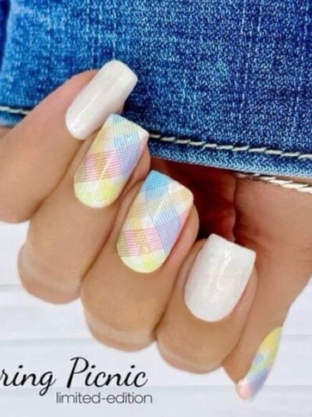 Spring Picnic Color Street Nail Polish Strips Retired Easter Plaid Pastel Nails